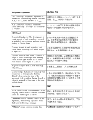 技术转让合同翻译要点分析报告（中英文双语言案例）